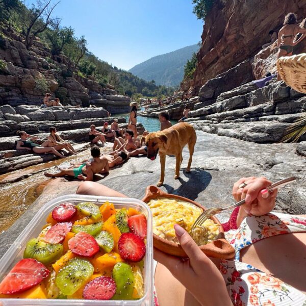 Fresh fruit breakfast at the surf house