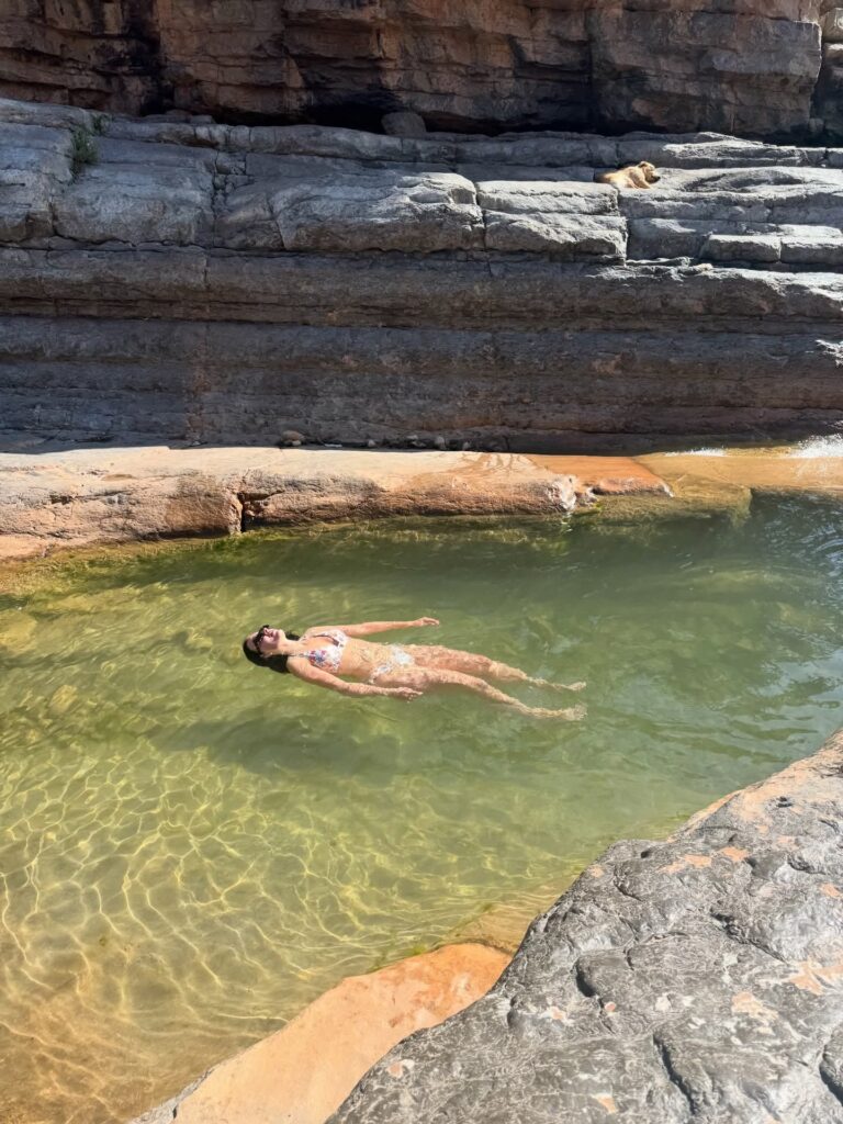 Swimming in the natural pools of Paradise Valley near Agadir
