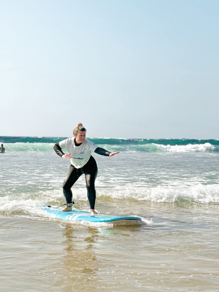 Beginner surf lesson with an instructor in Tamraght, Morocco